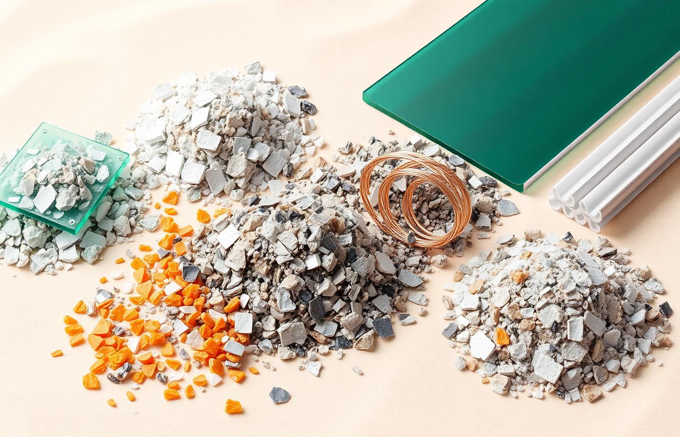 Recovered glass, aluminum, copper, and silicon fractions from recycled solar modules